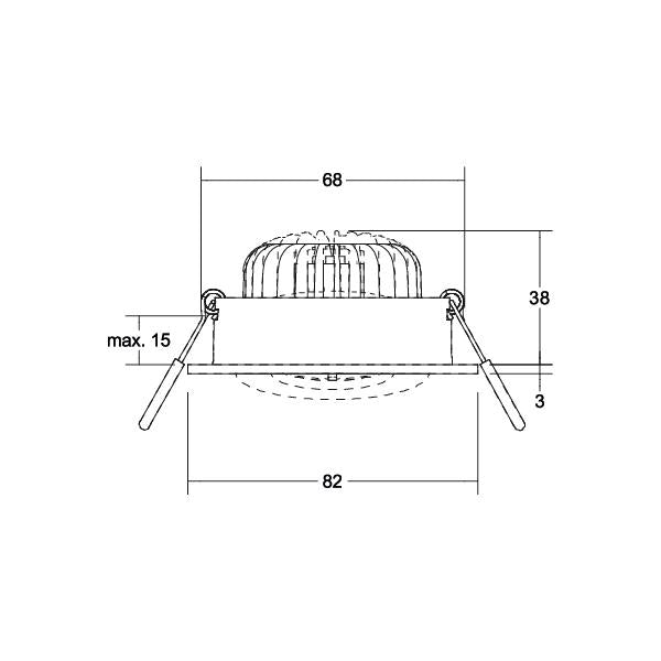BB35 LED-Einbaustrahler 230V 38479173 – Maßzeichnung