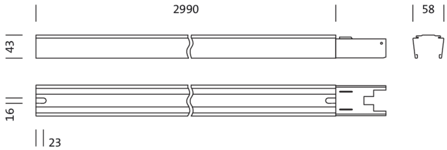 Tragschiene 5TR102A0Q – Maßzeichnung