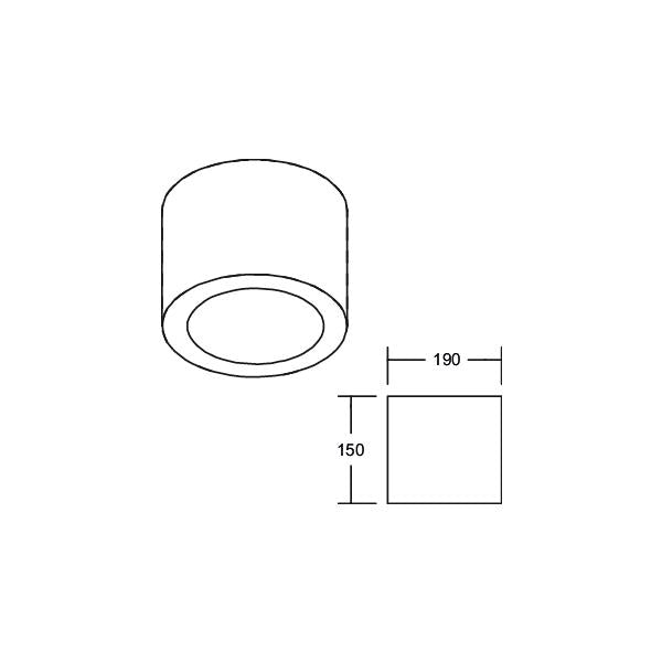 LED-Anbaudownlight 230V 12595174DA – Maßzeichnung