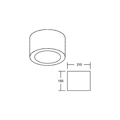 LED-Anbaudownlight 230V 12596173DA – Maßzeichnung