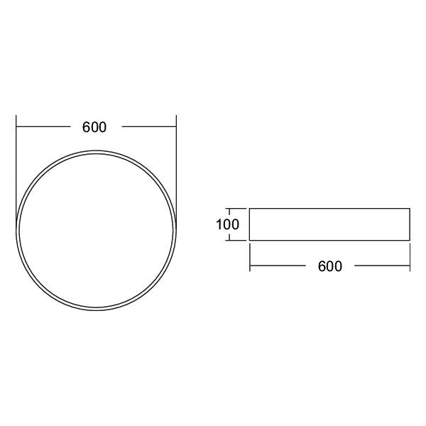 BIRO CIRCLE LED-Anbau-Flächenleuchte 13690164 – Maßzeichnung